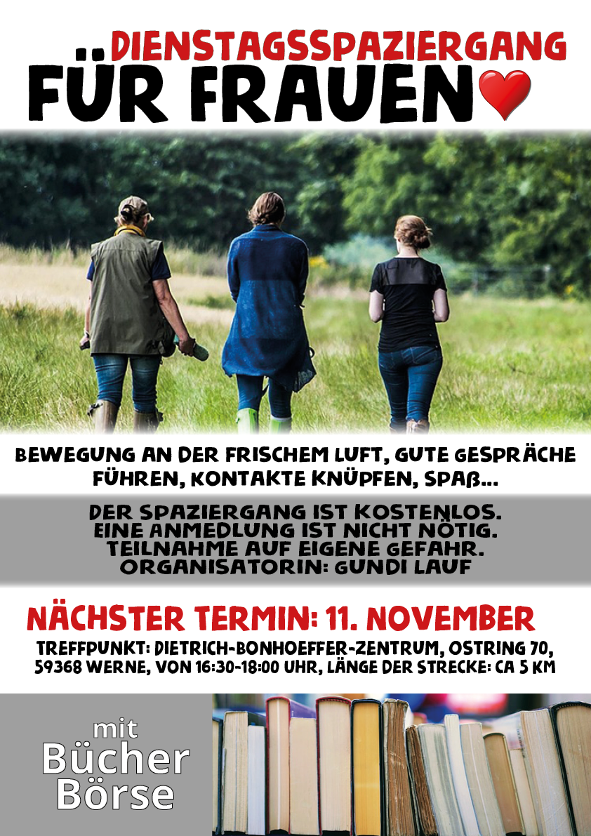 Dienstagsspaziergang für Frauen mit Bücher-Börse