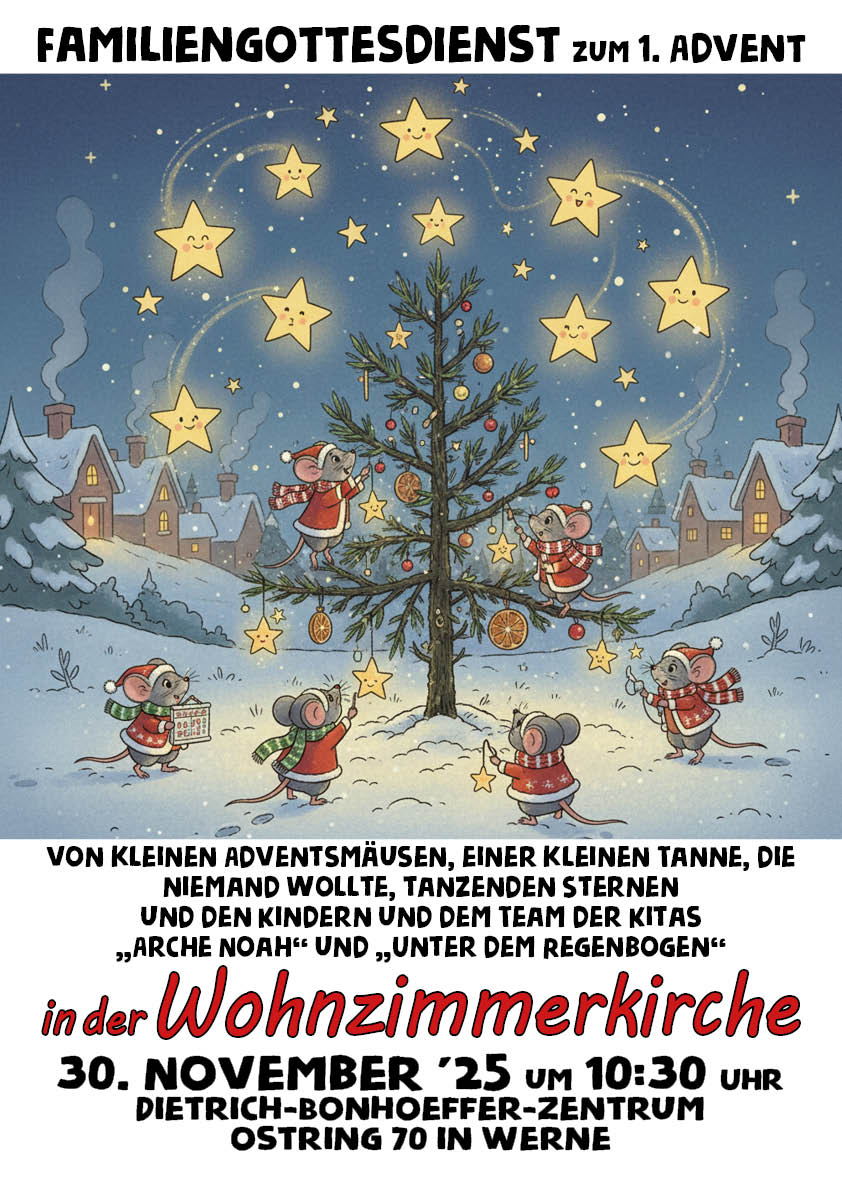 Familienkirche zum 1. Advent um 10:30 Uhr im Dietrich-Bonhoeffer-Zentrum